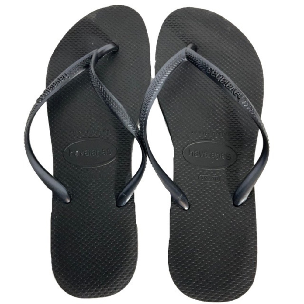 Havaianas Flip Flops Black Between Toe Strap Gently Used Good Condition Sz 9-10W